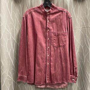 Lord & Taylor Men's Casual Button-Down Shirt Faded Burgundy Size L No Collar